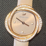  Shop Authentic Swarovski Crystal Flower Grey Dial Grey Leather Strap Watch for for Women - 5552424 - Luxxuri