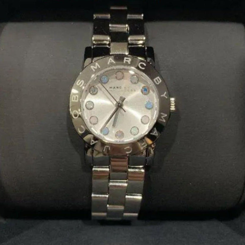 Marc Jacobs Amy White Dial Silver Steel Strap Watch for Women - MBM3217