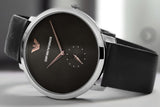  Shop Authentic Emporio Armani Modern Slim Quartz Grey Dial Black Leather Strap Watch For Men - AR11162 - Luxxuri