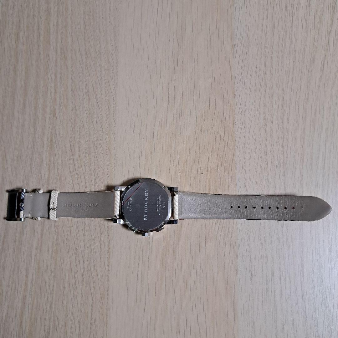 Burberry The City Nova White Dial Checked Brown Leather Strap Watch for Men - BU9357