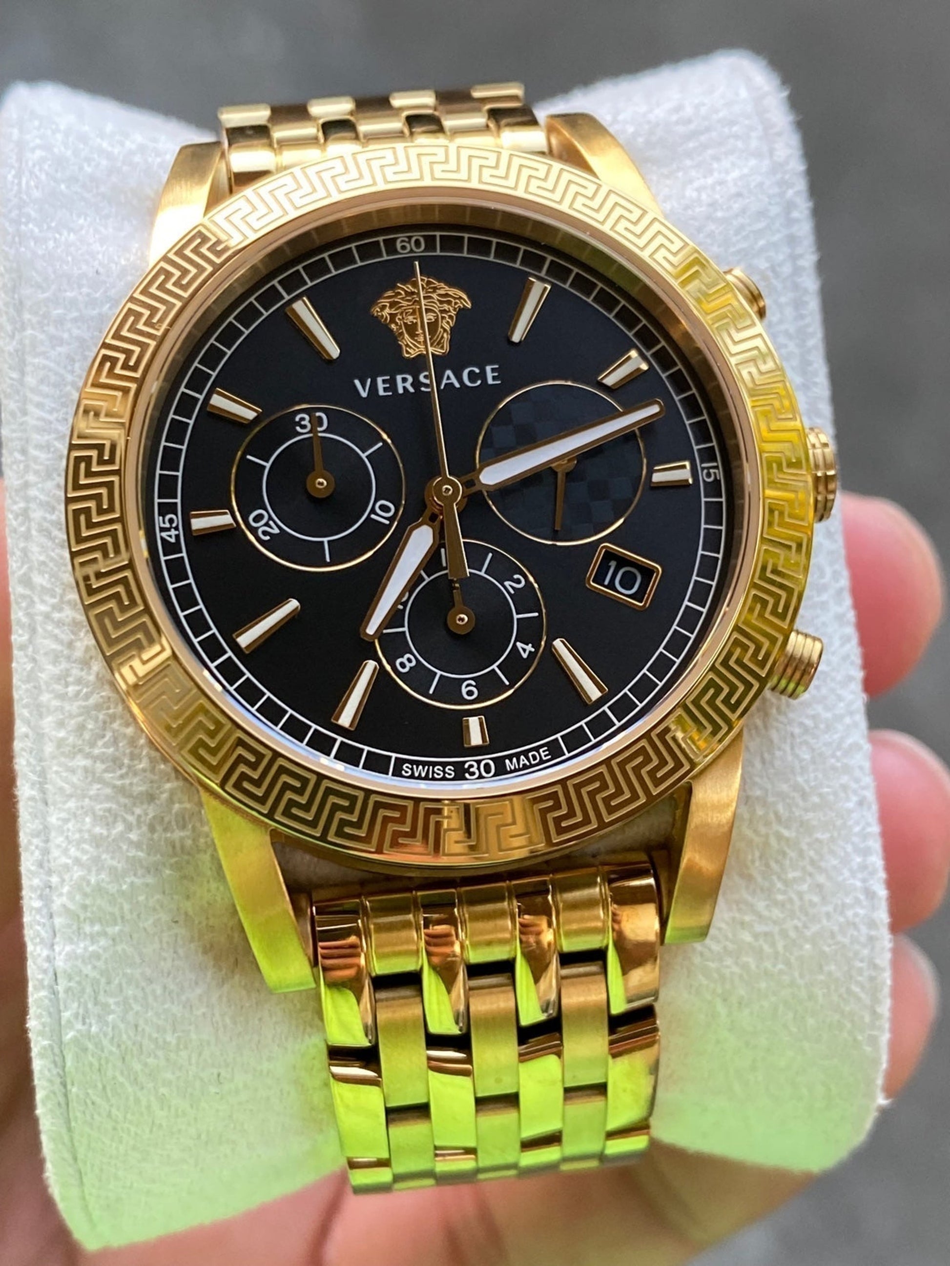  Shop Authentic Versace Sport Tech Chronograph Black Dial Gold Steel Strap Watch for Men - VELT00419 - Luxxuri
