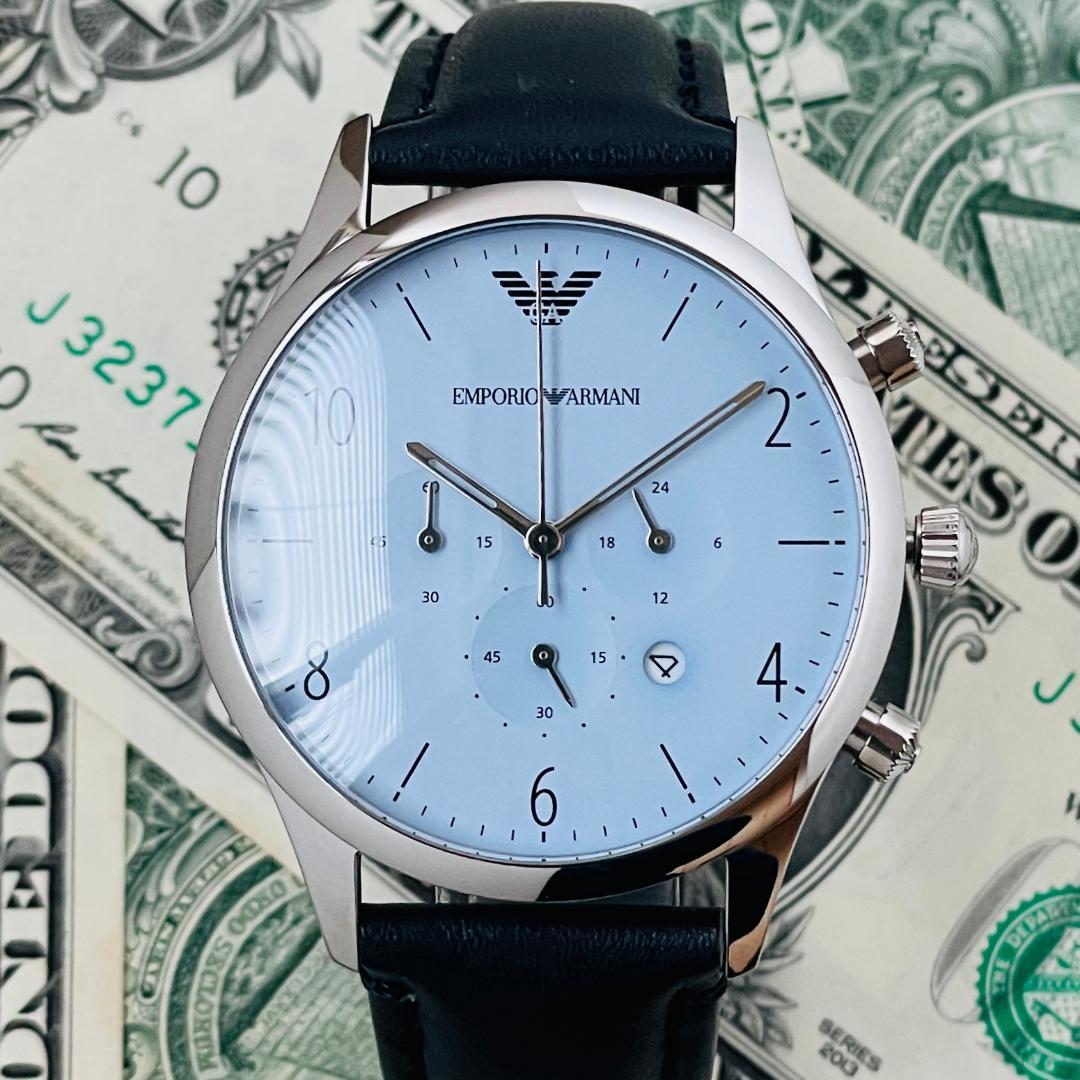  Shop Authentic Emporio Armani Chronograph Blue Dial Blue Leather Strap Watch For Men - AR1889 - Luxxuri