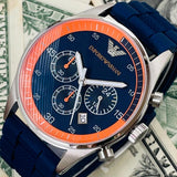  Shop Authentic Emporio Armani Chronograph Blue Dial Blue Rubber Strap Watch For Men - AR5864 - Luxxuri