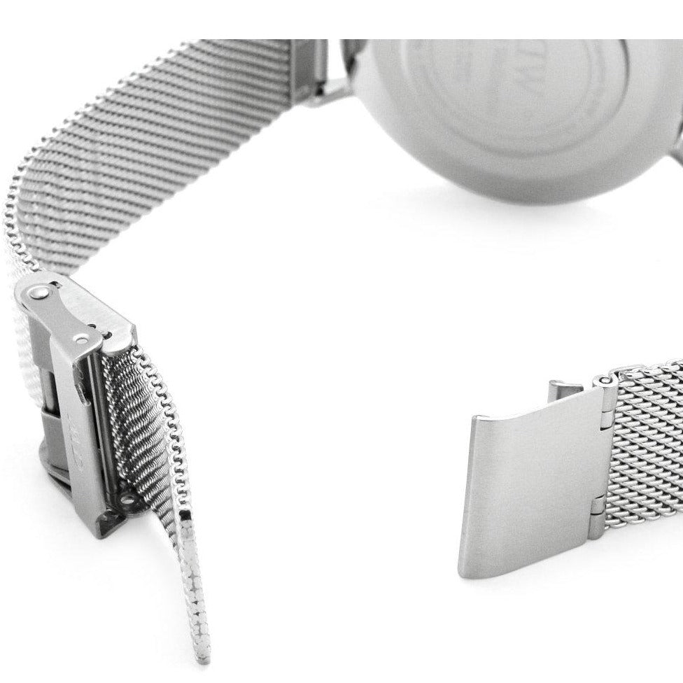  Shop Authentic Daniel Wellington Petite Sterling Quartz White Dial Silver Mesh Bracelet Watch For Men - DW00100306 - Luxxuri