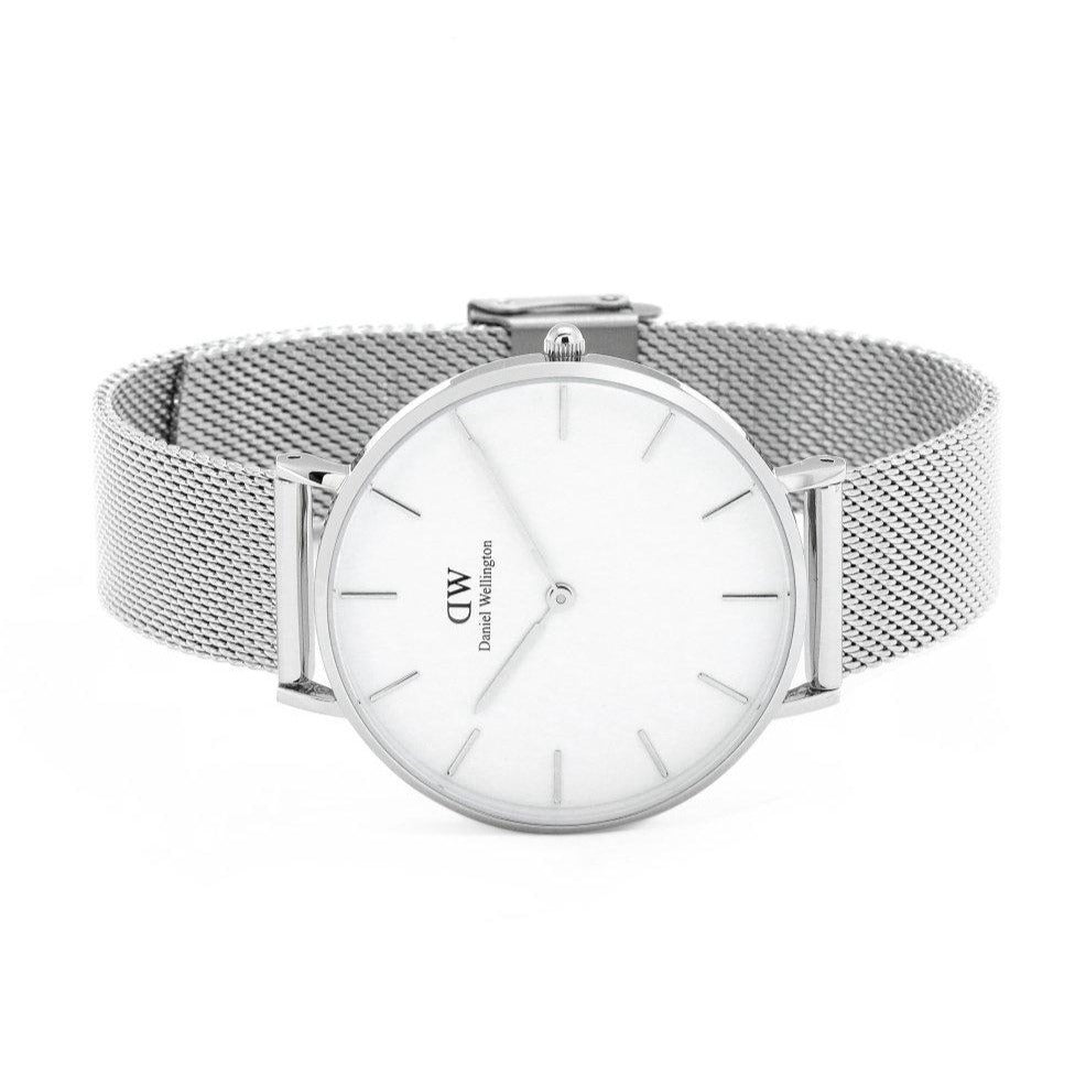  Shop Authentic Daniel Wellington Petite Sterling Quartz White Dial Silver Mesh Bracelet Watch For Men - DW00100306 - Luxxuri