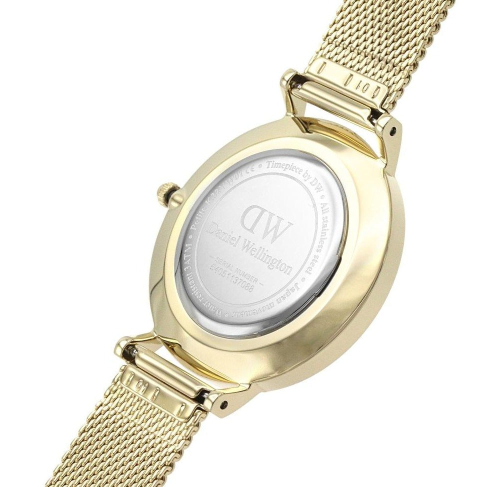 Daniel Wellington Classic Petite White Dial Gold Mesh Bracelet Watch For Women - DW00100348
