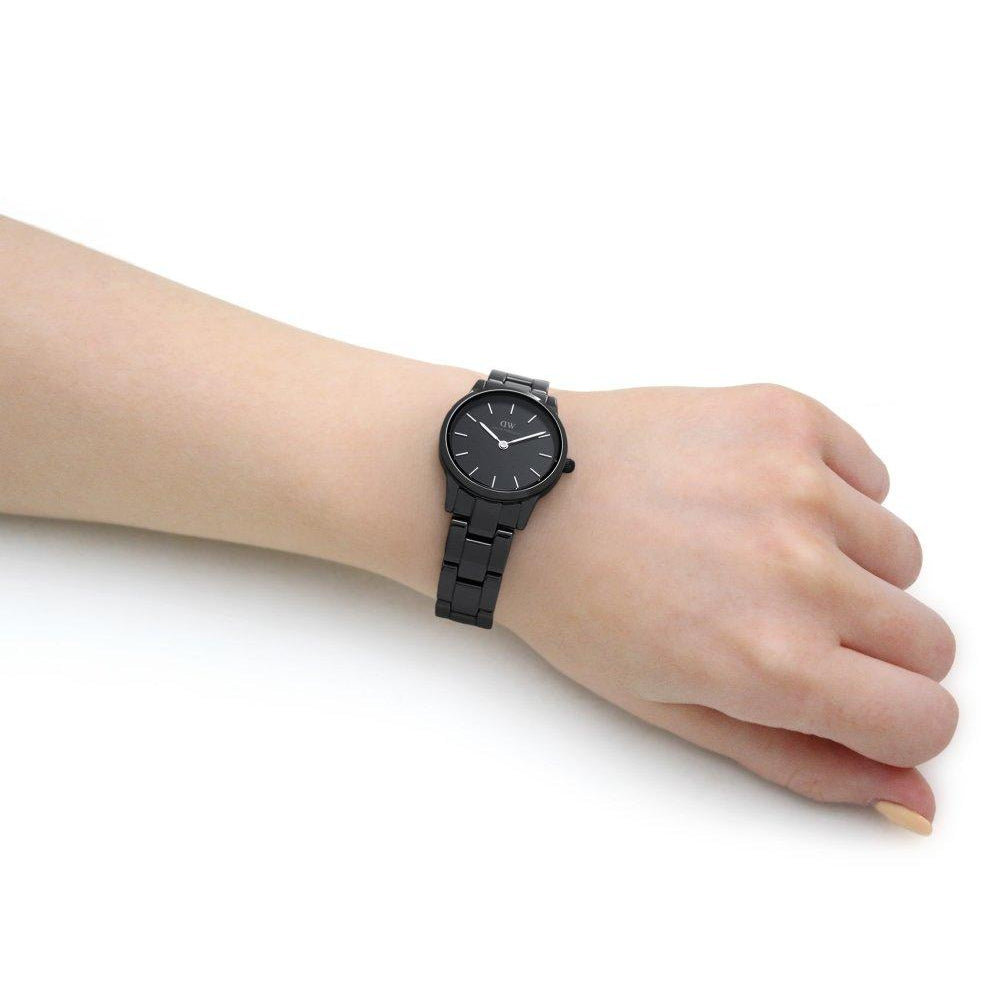  Shop Authentic Daniel Wellington Iconic Link Ceramic Black Dial Black Steel Strap Watch For Women - DW00100414 - Luxxuri
