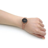  Shop Authentic Daniel Wellington Petite Pressed Melrose Black Dial Rose Gold Mesh Strap Watch For Women - DW00100440 - Luxxuri