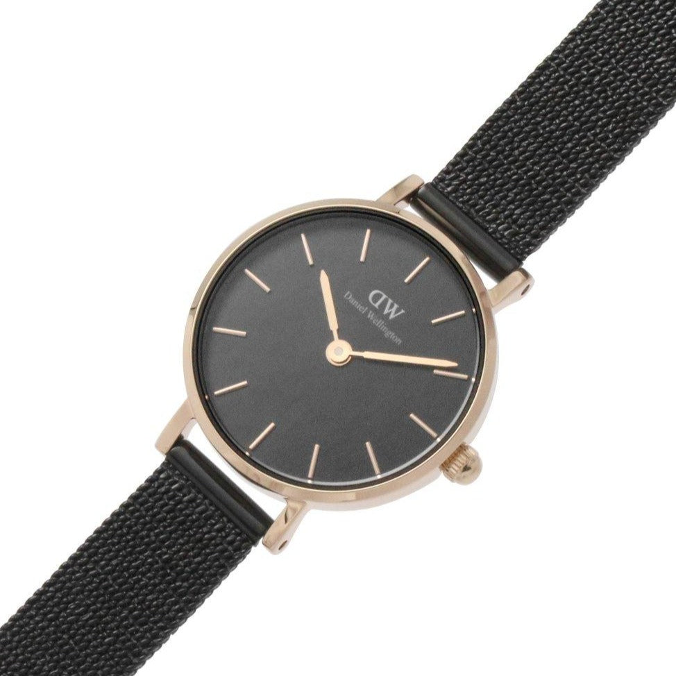  Shop Authentic Daniel Wellington Classic Petite Pressed Ashfield Black Dial Black Mesh Bracelet Watch For Women - DW00100441 - Luxxuri
