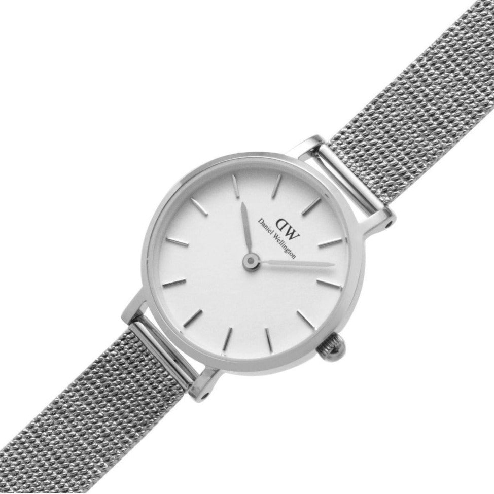  Shop Authentic Daniel Wellington Classic Petite Sterling White Dial Silver Mesh Bracelet Watch for Women - DW00100442 - Luxxuri