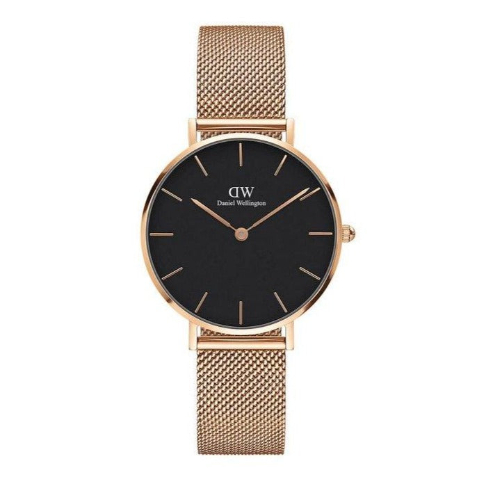  Shop Authentic Daniel Wellington Classic Melrose Black Dial Rose Gold Mesh Bracelet Watch For Women - DW00100161 - Luxxuri