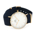  Shop Authentic Daniel Wellington Classic Bayswater White Dial Navy Blue NATO Strap Watch For Women - DW00100279 - Luxxuri