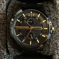  Shop Authentic Armani Exchange Hampton Chronograph Black Dial Black Steel Strap Watch For Men - AX2121 - Luxxuri