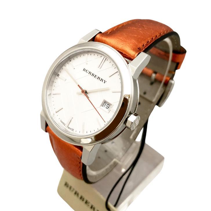  Shop Authentic Burberry The City Silver Dial Orange Leather Strap Watch for Women - BU9121 - Luxxuri