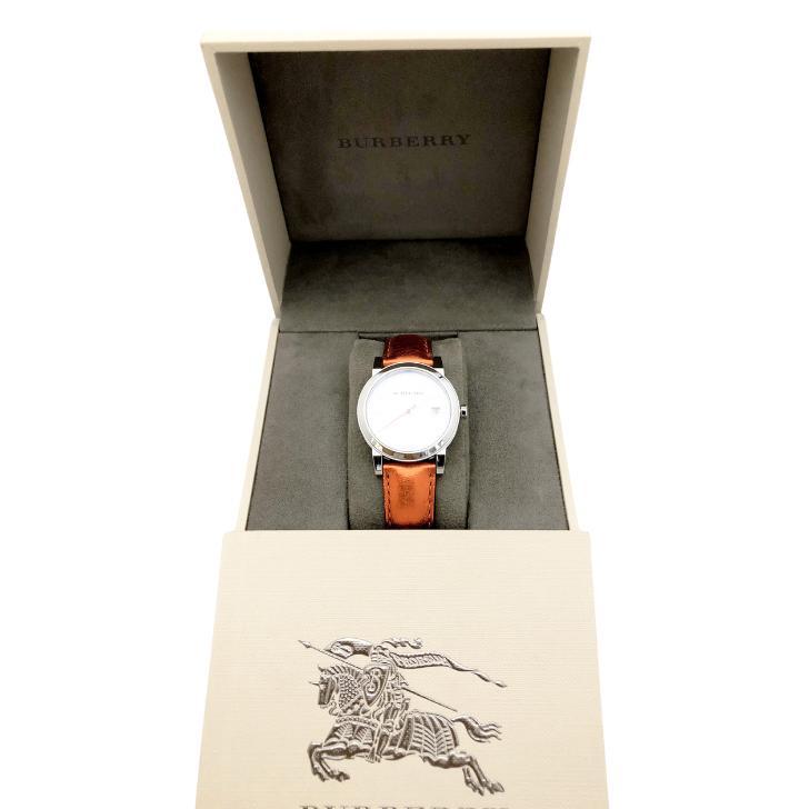  Shop Authentic Burberry The City Silver Dial Orange Leather Strap Watch for Women - BU9121 - Luxxuri