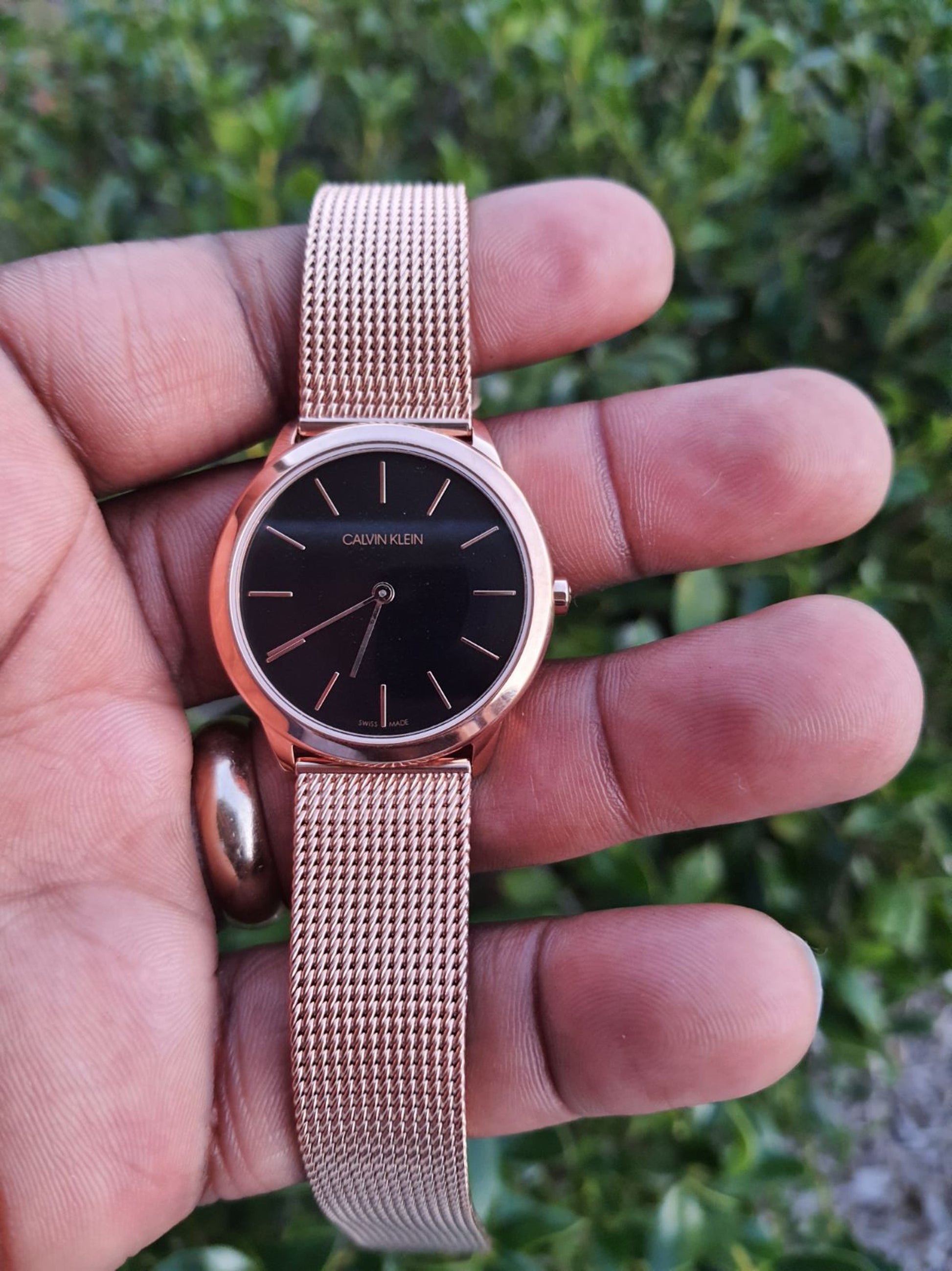  Shop Authentic Calvin Klein Minimal Black Dial Rose Gold Mesh Bracelet Watch for Women - K3M2262Y - Luxxuri