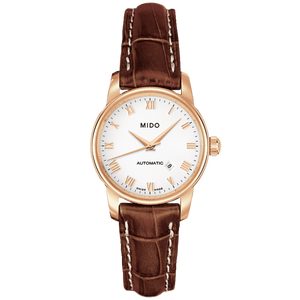  Shop Authentic Mido Baroncelli III Automatic White Dial Brown Leather Strap Watch For Women - M7600.3.26.8 - Luxxuri
