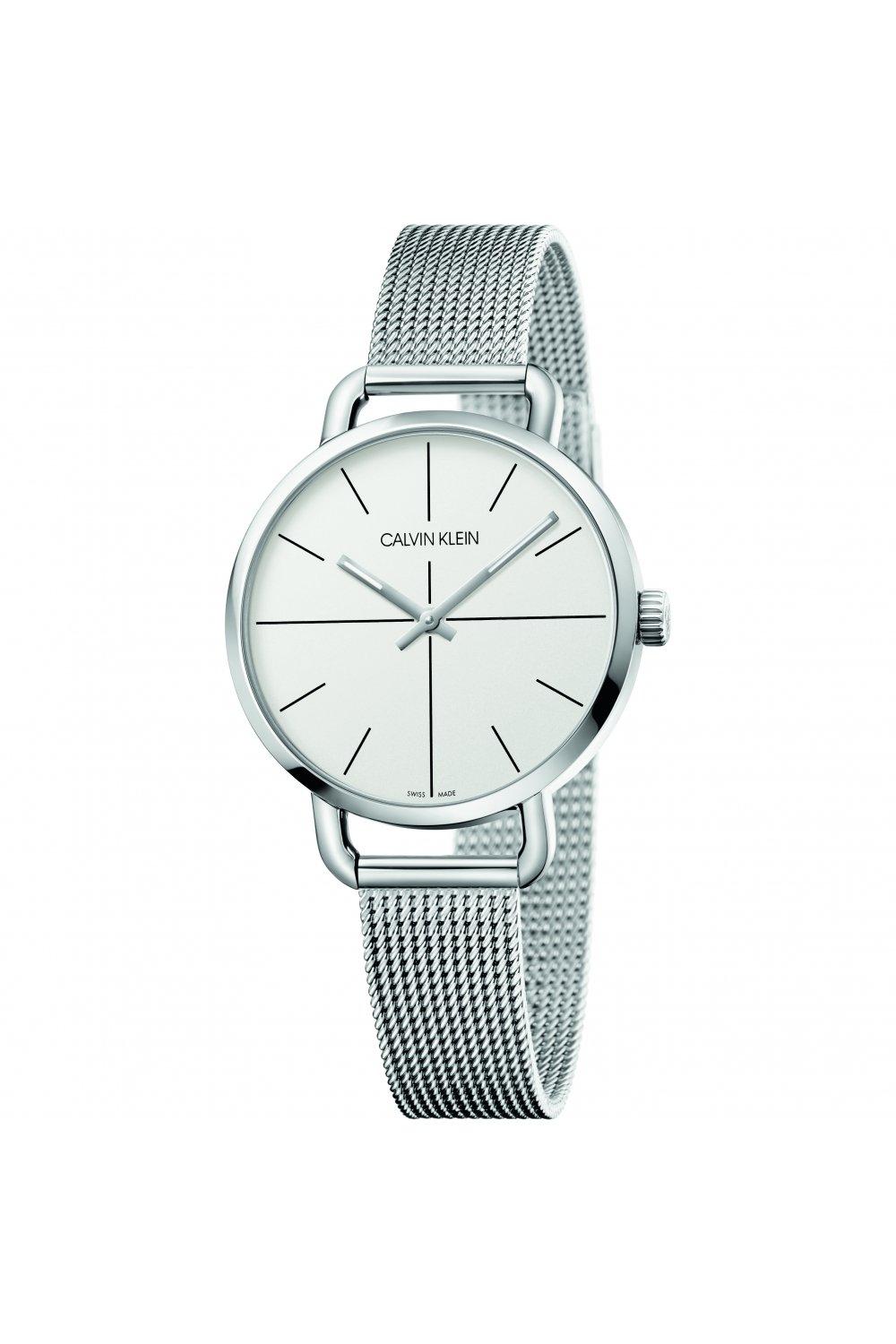  Shop Authentic Calvin Klein Even White Dial Silver Mesh Bracelet Watch for Women - K7B23126 - Luxxuri