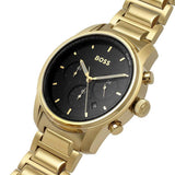  Shop Authentic Hugo Boss Trace Chronograph Black Dial Gold Steel Strap Watch For Men - 1514006 - Luxxuri