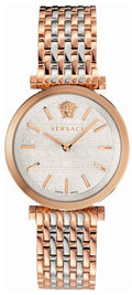  Shop Authentic Versace V-Twist White Dial Two Tone Mesh Bracelet Watch for Women - VELS00719 - Luxxuri