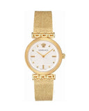  Shop Authentic Versace Meander Greca White Dial Gold Mesh Bracelet Watch for Women - VELW00820 - Luxxuri