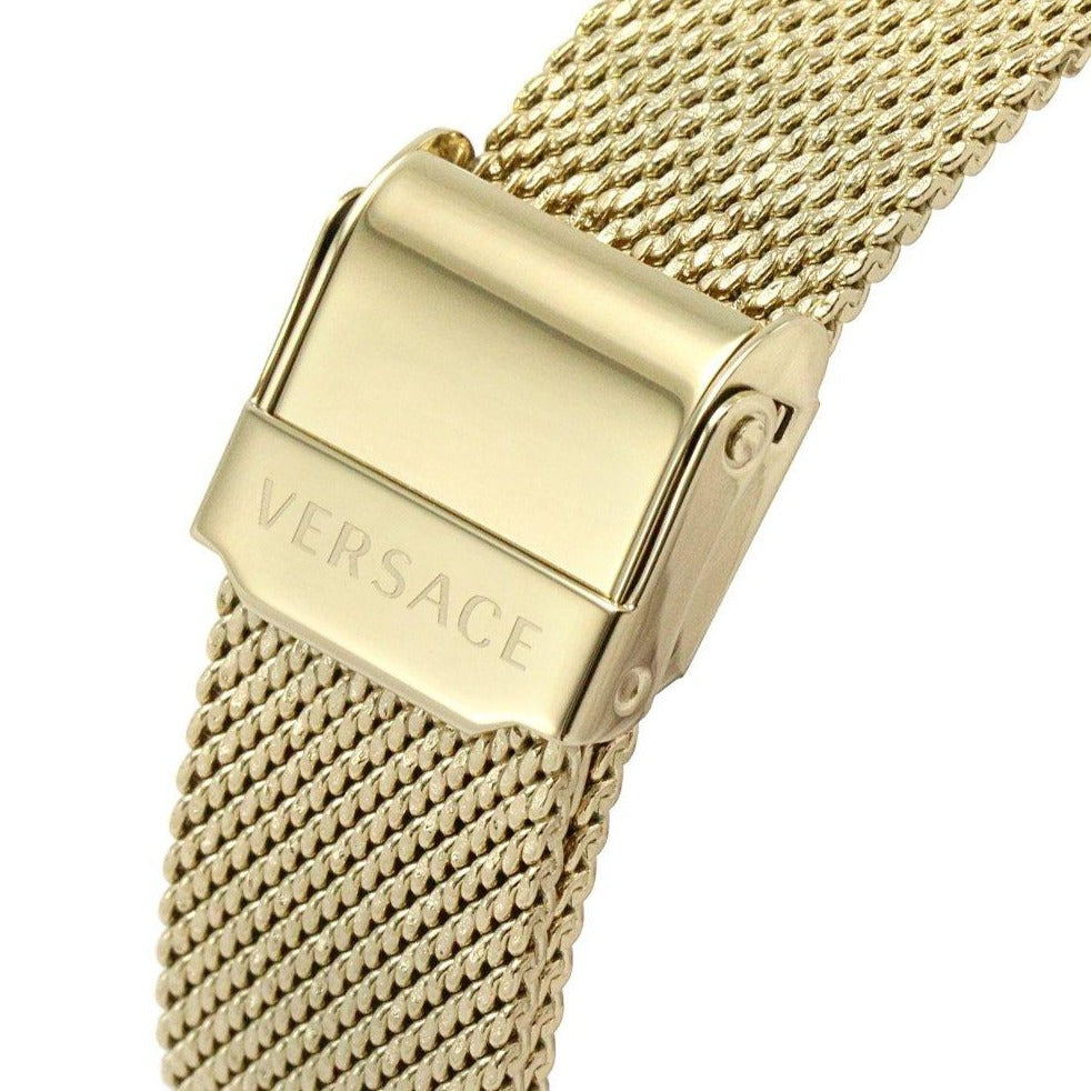  Shop Authentic Versace Meander Greca White Dial Gold Mesh Bracelet Watch for Women - VELW00820 - Luxxuri