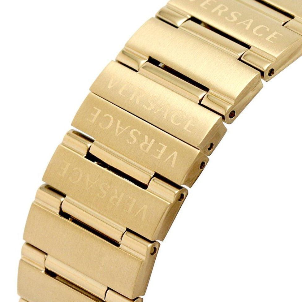  Shop Authentic Versace Greca Chronograph Black Dial Gold Steel Strap Watch For Men - VEZ900421 - Luxxuri