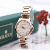  Shop Authentic Gucci G Timeless Silver Dial Two Tone Steel Strap Watch For Women - YA126528 - Luxxuri