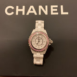  Shop Authentic Chanel J12 Sapphire Bezel Ceramic White Dial White Steel Strap Watch for Women - J12 H2010 - Luxxuri