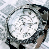  Shop Authentic Michael Kors Parker White Dial Navy Blue Leather Strap Watch for Women - MK2293 - Luxxuri