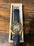  Shop Authentic Fossil Grant Automatic Skeleton Blue Dial Blue Leather Strap Watch for Men - ME3102 - Luxxuri