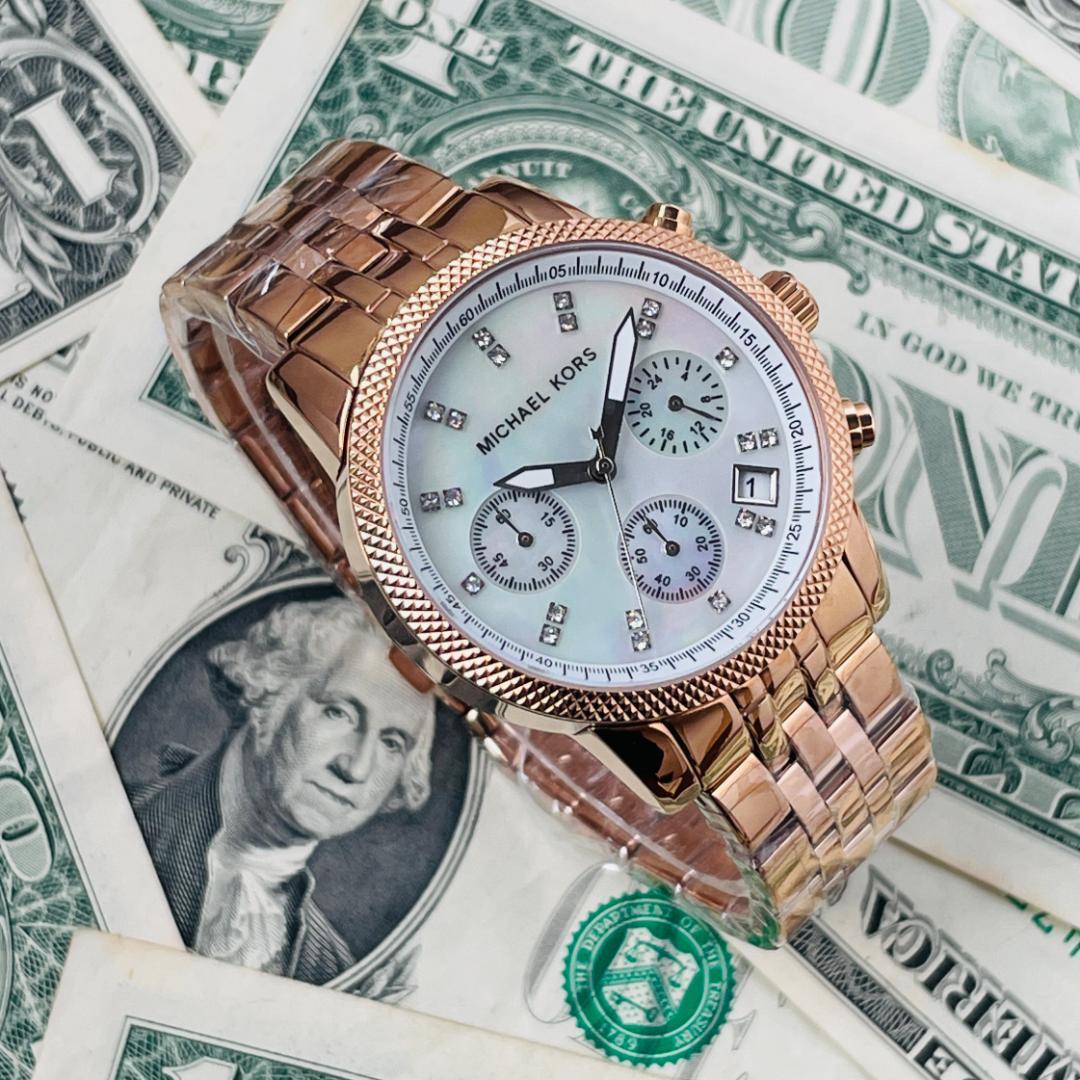  Shop Authentic Michael Kors Damen White Dial Rose Gold Steel Strap Watch for Women - MK5026 - Luxxuri