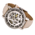  Shop Authentic Fossil Boyfriend Automatic Skeleton Silver Dial White Leather Strap Watch for Women - ME3069 - Luxxuri