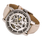  Shop Authentic Fossil Boyfriend Automatic Skeleton Silver Dial White Leather Strap Watch for Women - ME3069 - Luxxuri