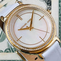  Shop Authentic Michael Kors Cinthia Mother of Pearl Dial White Leather Strap Watch for Women - MK2662 - Luxxuri