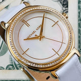  Shop Authentic Michael Kors Cinthia Mother of Pearl Dial White Leather Strap Watch for Women - MK2662 - Luxxuri