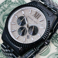  Shop Authentic Michael Kors Lexington Chronograph Crystals Silver Dial Black Steel Strap Watch for Men - MK8605 - Luxxuri