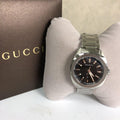  Shop Authentic Gucci GG2570 Quartz Black Dial Silver Steel Strap Watch For Men - YA142401 - Luxxuri