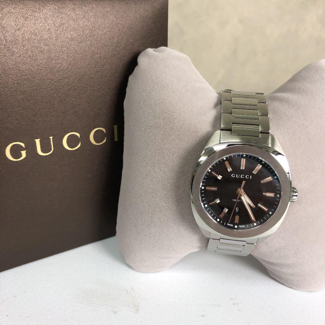  Shop Authentic Gucci GG2570 Quartz Black Dial Silver Steel Strap Watch For Men - YA142401 - Luxxuri