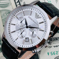  Shop Authentic Emporio Armani Classic Chronograph Silver Dial Black Leather Strap Watch For Men - AR2432 - Luxxuri