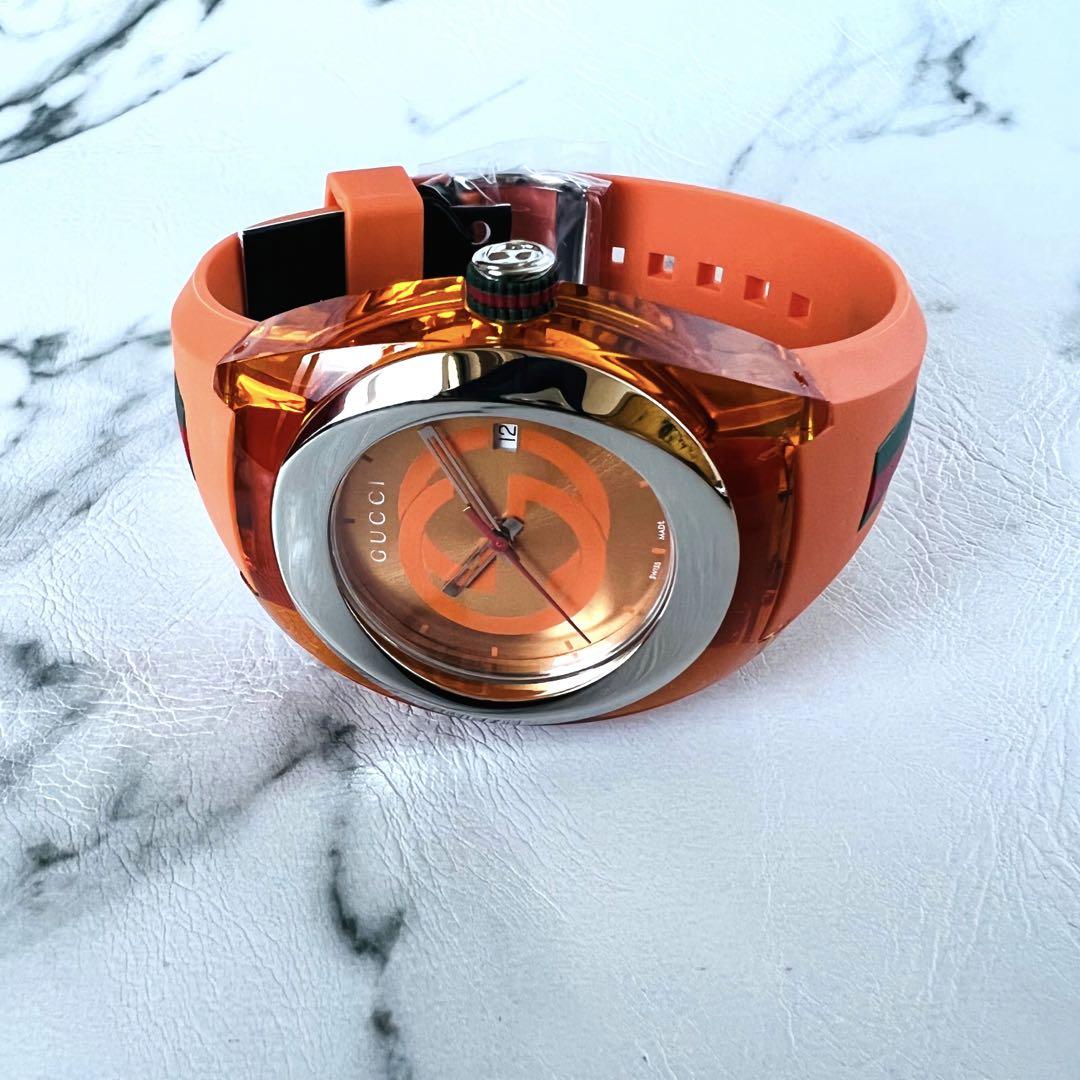  Shop Authentic Gucci Sync XXL Quartz Orange Dial Orange Rubber Strap Unisex Watch - YA137108 - Luxxuri