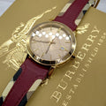  Shop Authentic Burberry The City Gold Dial Orange Leather Strap Watch for Women - BU9017 - Luxxuri