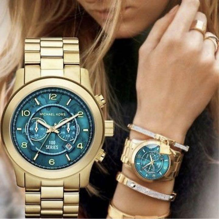  Shop Authentic Michael Kors Runway Stop Hunger Blue Dial Gold Steel Strap Watch for Men - MK8315 - Luxxuri