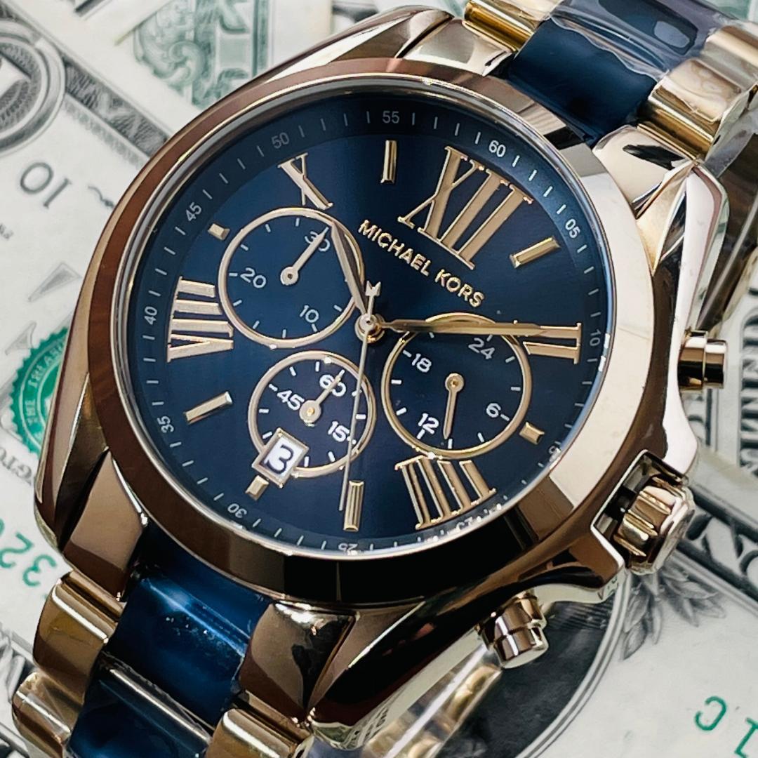  Shop Authentic Michael Kors Bradshaw Navy Blue Dial Two Tone Steel Strap Watch for Women - MK6268 - Luxxuri