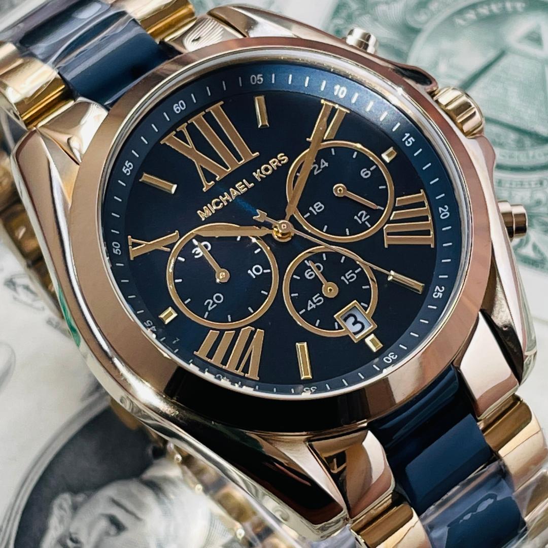  Shop Authentic Michael Kors Bradshaw Navy Blue Dial Two Tone Steel Strap Watch for Women - MK6268 - Luxxuri