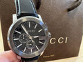  Shop Authentic Gucci G Chrono Black Dial Black Leather Strap Watch For Men - YA101205 - Luxxuri