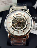  Shop Authentic Emporio Armani Meccanico Skeleton Silver Dial Silver Steel Strap Watch For Men - AR1980 - Luxxuri