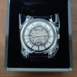  Shop Authentic Emporio Armani Luigi Silver Skeleton Dial Black Leather Strap Watch For Men - AR1981 - Luxxuri