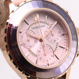  Shop Authentic Swarovski Octea Lux Chrono Pink Dial Pink Leather Strap Watch for Women - 5452501 - Luxxuri