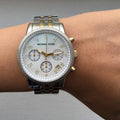  Shop Authentic Michael Kors Ritz Chronograph White Dial Two Tone Steel Strap Watch for Women - MK5057 - Luxxuri